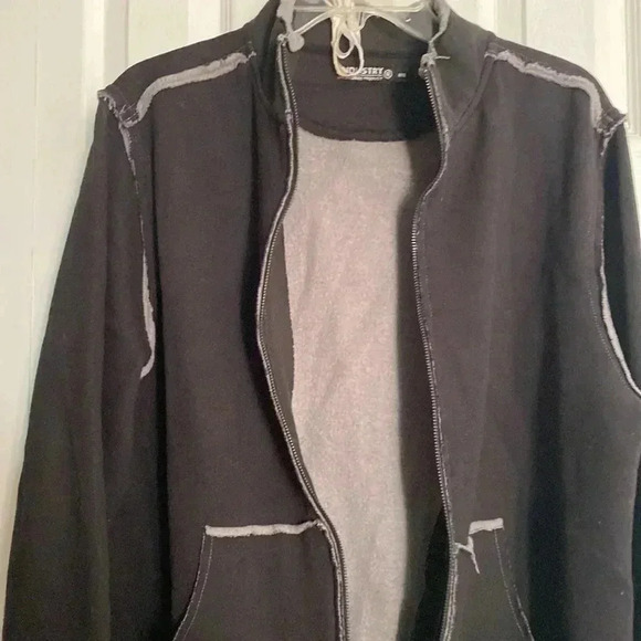 Industry zipper black & gray sweatshirt jacket - Picture 3 of 16